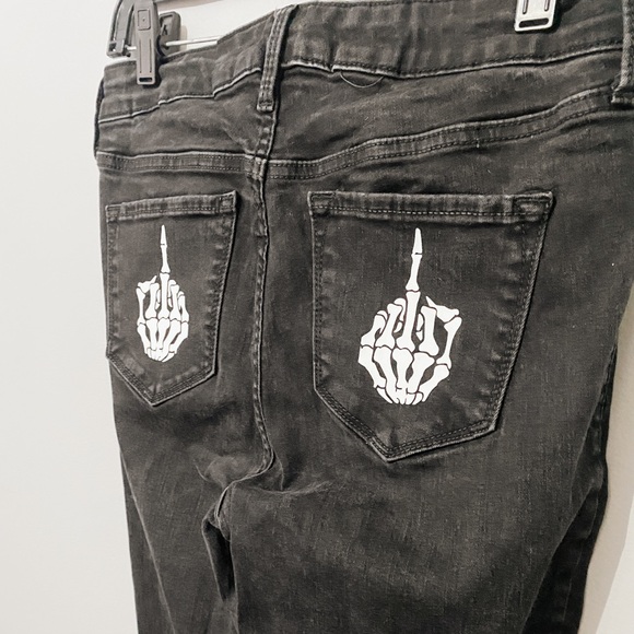 Upcycled Size 10 Old Navy Rockstar Skeleton Jeans - Picture 2 of 5